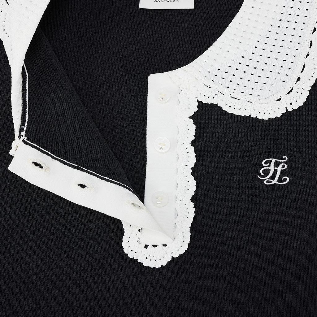 FAIRLIAR GOLF Crochet Collar Sleeveless Knit (Black)