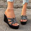 European Rhinestone Platform Wedge Slippers Women's 2026 Summer New Beach Sandals
