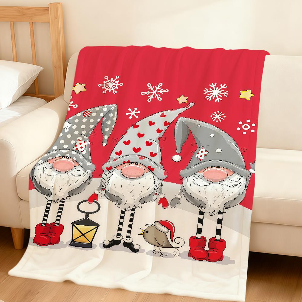 fashion art Cute Christmas gnomes Flannel soft warm plush blanket for sofa living room pet hogar bedroom gift home Car portable