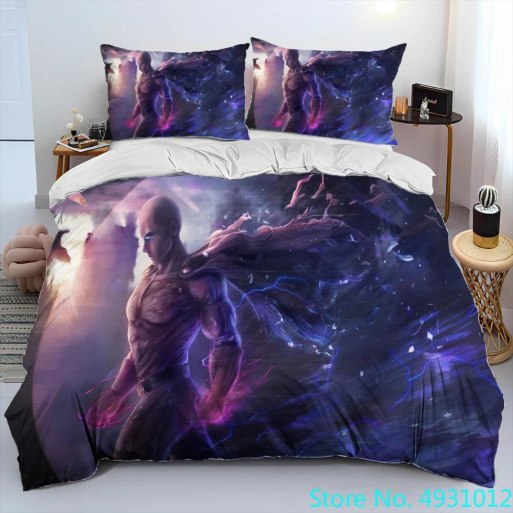 ONE PUNCH MAN Anime Child Boys Bedding Set Duvet Cover Bed Set Quilt Cover Pillowcase,king Queen Size Bedding Set Kids Gift
