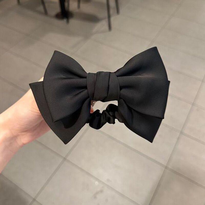 

Ретро атласный бант для волос для женщин и девочек, милая повязка на голову с конским хвостом, однотонные резинки, универсальные аксессуары для волос, подарки