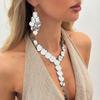 Bohemian Y Shape Necklace Metal Chain Gold Jewelry Fashion Sequin Drop Earrings  Collarbone Chain