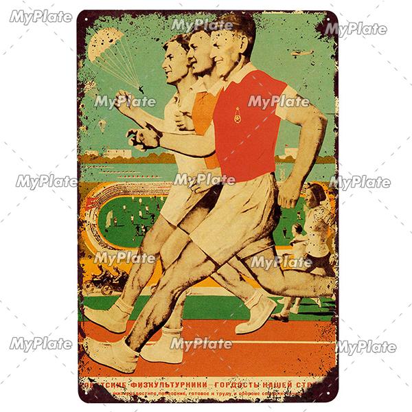 Russian Metal Sign Vintage Plaque Tin Sign Plate Wall Decor For Bar Club Man Cave Collect USSR Sports Poster
