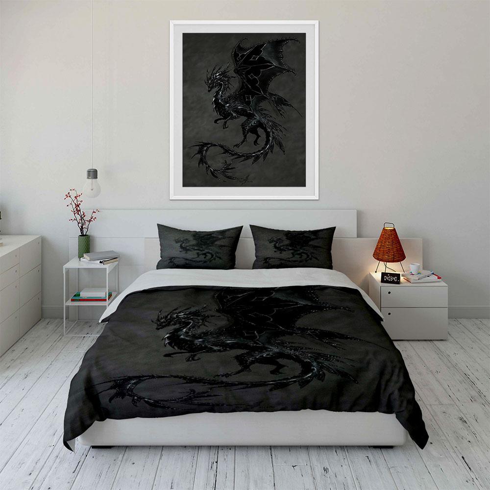 Black dragon emblem design. Bedding sets Duvet cover sets Duvet covers Pillowcases(1 * Duvet Cover 2 * Pillowcases without duvet insert)