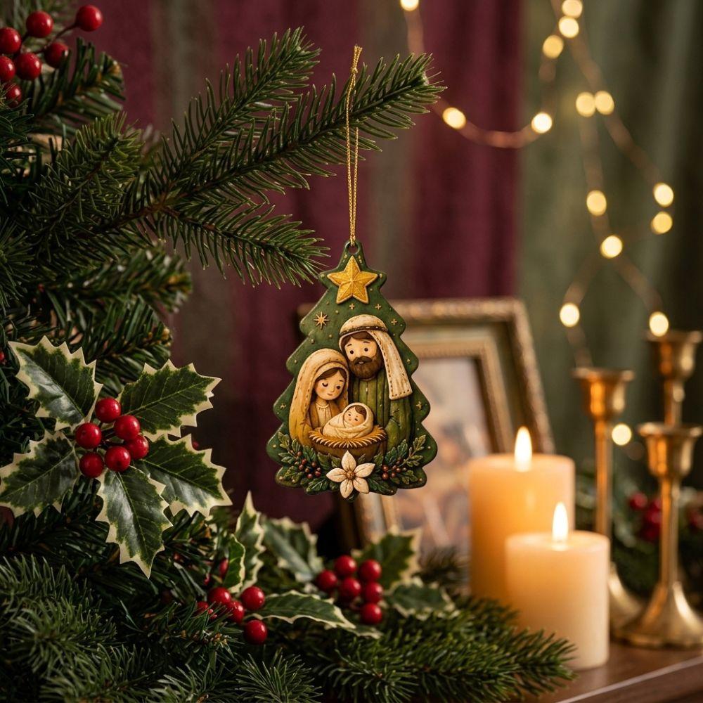 15Pcs Tree-Shaped Nativity Scene Hanging Decor Xmas Christmas Tree Hanging  Festive Occasions