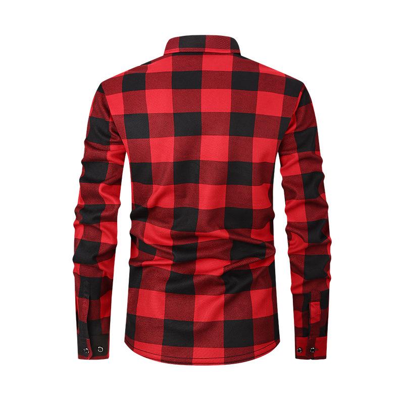 Neuartiges Thermoshirt mit Fleece-Futter für Herren; verdichtetes, gebürstetes Flanell-Karoshemd mit Fleece-Futter; langärmlig