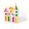 25Pcs Stacking Building Blocks Montessori Toys Construction Toys Colorful Geometry Sensory Toy Wood Rainbow Blocks for Preschool