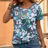 Summer Round Neck 3D Floral Print T-shirts Fashionable Casual Short Sleeved Women's T-shirts