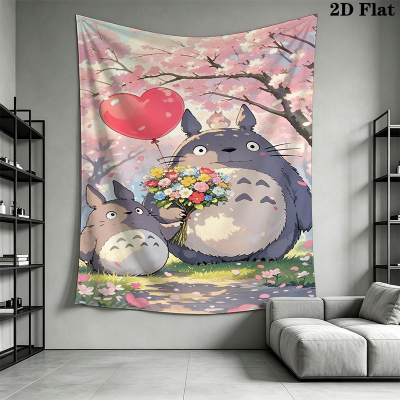 Neighbor Totoro Adventure Forest Tapestry Background Cloth Wallmounted Work Of Art Christmas Gift Atmospheric Background Cloth