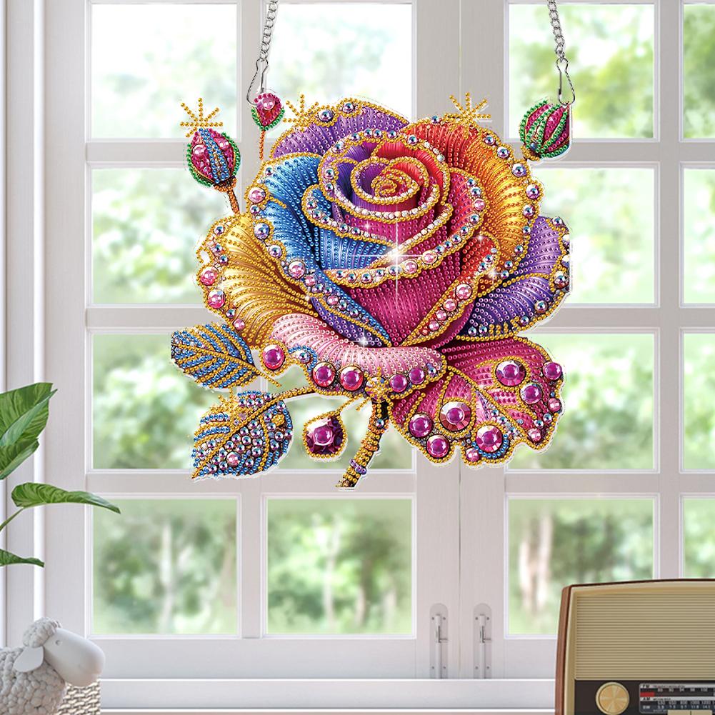 2D/Flat DIY Hanging Diamond Art Kits Diamond Painting Set Diamond Art Pendant Single Side Drill DIY Home Decor Hanging Charm