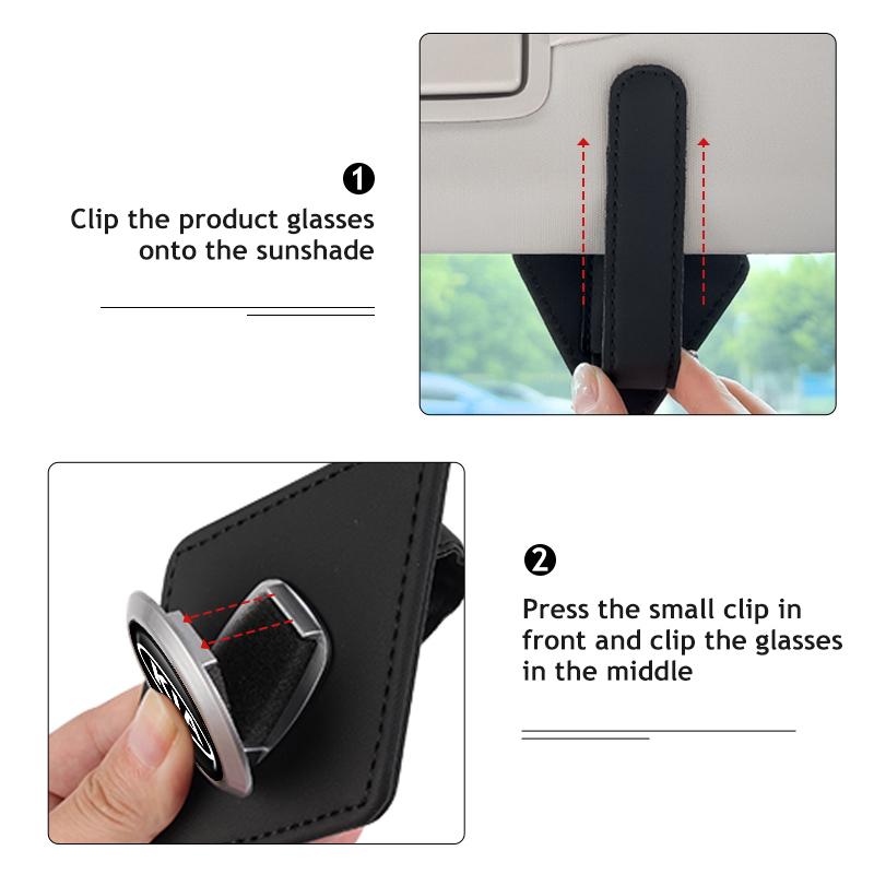 PU Leather Car Glasses Clip Alloy Auto Sunglasses Holder Mount For KIA Sorento Stinger Soul Spectra Niro Cadenza Sephia MS4