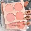 MINSHZEE Four-Color Matte Blush Palette: Brightening Shades In Natural Nude and Purple Rouge.