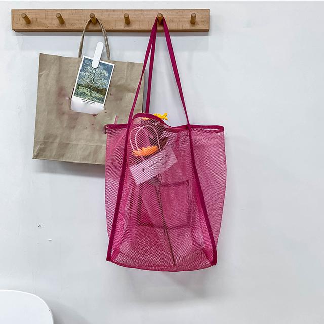 Mesh Hollow Out Tote Bag Women Trendy Women's Handbag Sandy Beach Shoulder Bag Large Capacity Canvas Shoping Girl Tote sac