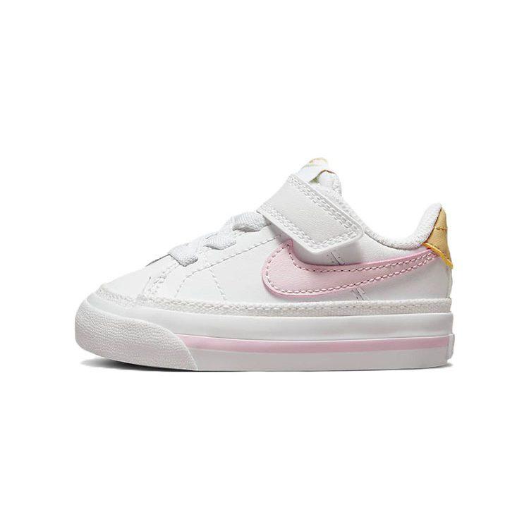 Nike Court Legacy Low top Skateboard Shoes White Pink Infant And Toddler DA5382-115