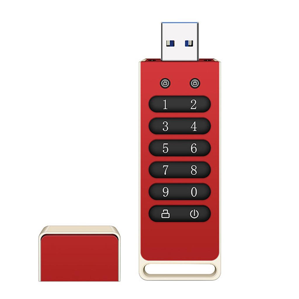 Encrypted USB Drive Secure USB Flash Drive 64GB AES256 bit USB 3.0 Hardware Password Memory Stick Automatic Lock for