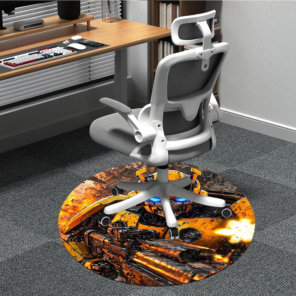 

1pcTransformer Bumblebee Office Round Area Rug, Indoor Mat Suitable For Office, Under Office Chairs Bedroom Living Room Home Decor, Room Deco176 80cm by 80cm