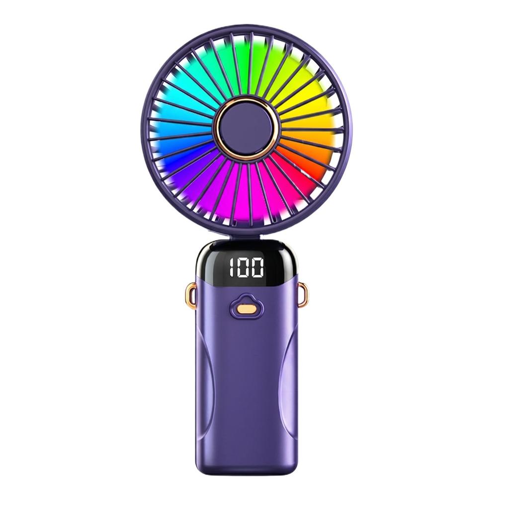 Portable Handheld Fan with Digital Display Rechargeable Battery USB Charging Adjustable Speed Small Outdoor Personal Fan for Travel and Office Use