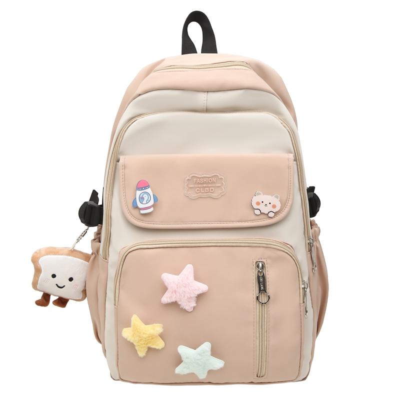 Color Block Campus Schoolbag Student Large Capacity Lightweight Backpack for Girls