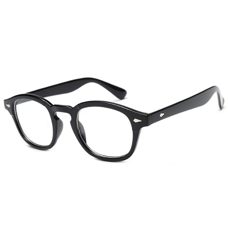 Okulary w stylu Johnny'ego Deppa Męskie Vintage Okrągłe Okulary z Nitami Design Kompaktowa Oprawka Okulary Przezroczyste Soczewki Oculos