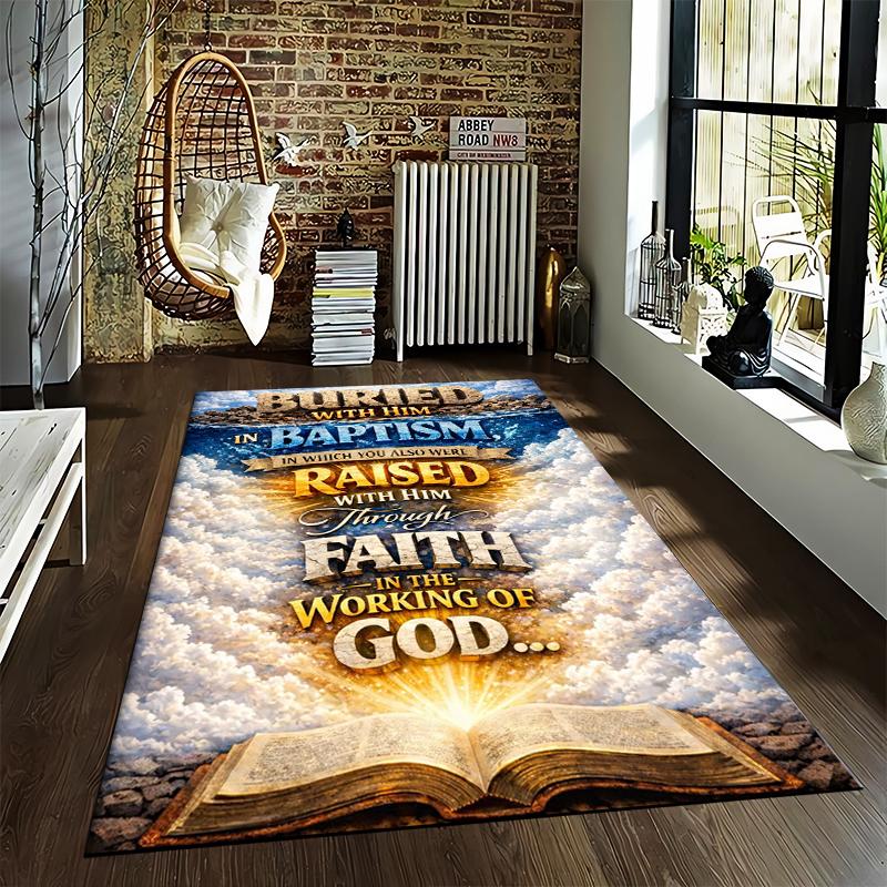 Buried In Baptism Faith Print Carpet Non-slip Rug Suitable for Living Room and Bedroom Sofas