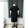 Women Nightgown Summer Polka Dot Print Milk‑Silk Loose Plus Size Long Robe Home Loungewear For Sleep