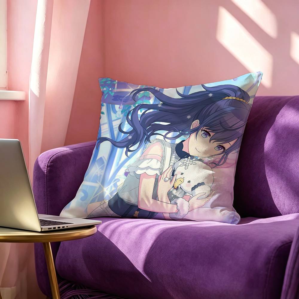 Anime Cartoon Game PProject SSekai Asahina Mafuyu Pillow Case Square DoubleSided Sofa Cushion Cover Bedroom Bedside Pillow