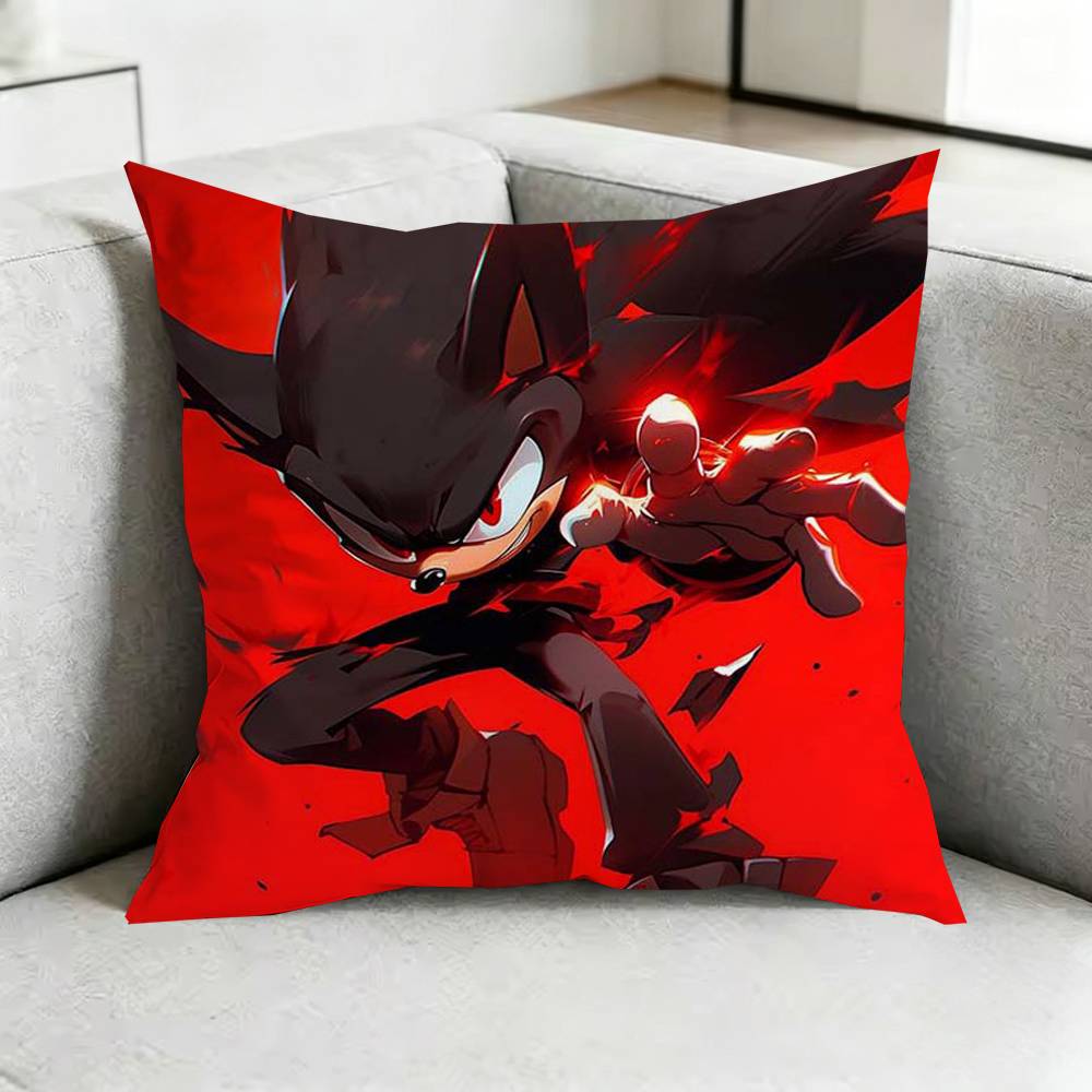 Shadows SonicsS Hedgehog Pillow Case Square DoubleSided Sofa Cushion Cover Bedroom Bedside Pillow Gift