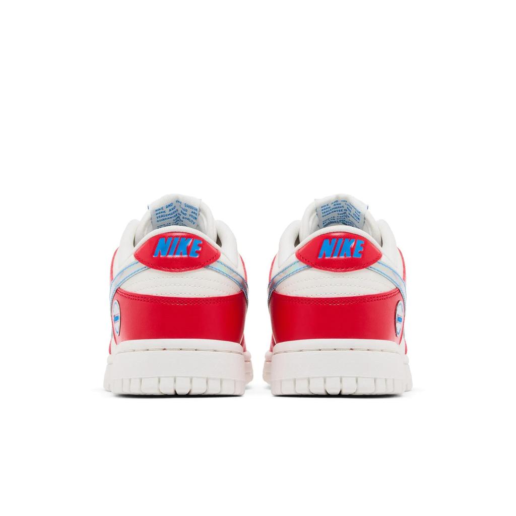Nike Womens Dunk Low '30th Anniversary' (women's sizes) Action Red / Multi-Color-Sail-Light Photo Blue Skate Shoes IR1970604