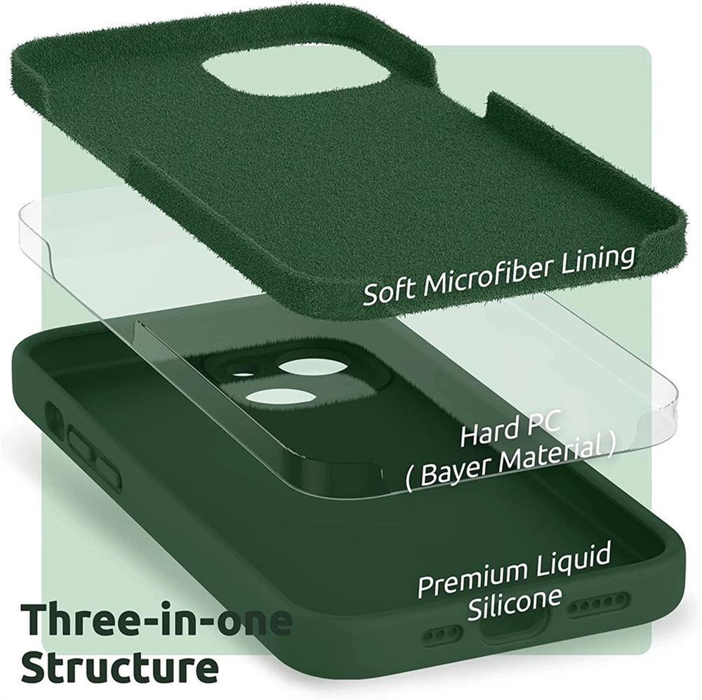  For iPhone 17 16 15 14 13 11 12 Pro Max Mini Air Ultrathin Non-Slip Cover Green Case Camera Protector Lens Simple Phone Case