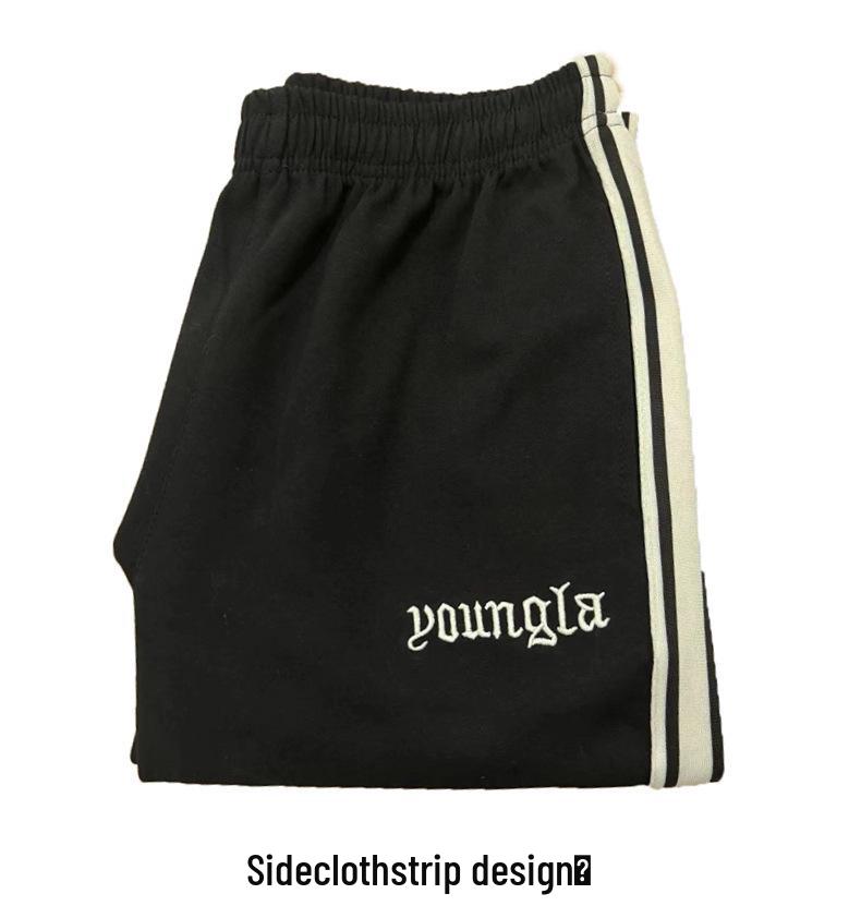 YOUNGLA Men's Patchwork Stripe Track Pants - Casual Embroidered Gym Sportswear