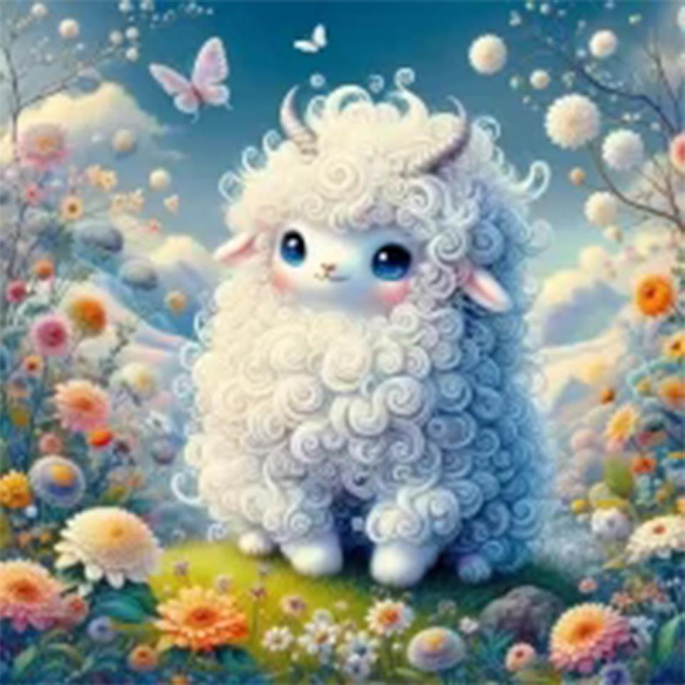 

5D Diy Новая Алмазная Картина Вышитая Крестом Овца Картина Мозаика Вышивка Внутреннее Детское Украшение Стены Подарок Full Round 20x20CM