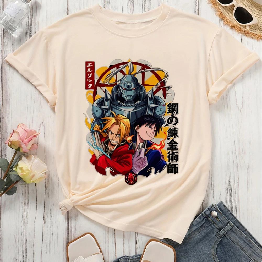 Fullmetal Alchemist Top-Tees Teen Hip Hop Streetwear 80er Digital 2000er Punk Top-Tees Gothic Retro Grafik Streetwear 2000er