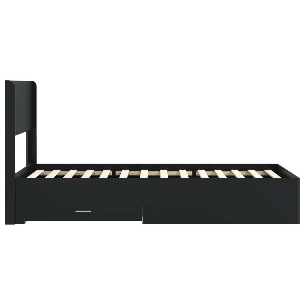 Bed Frame with Storage Space and Headboard Black 75 X 190 Cm