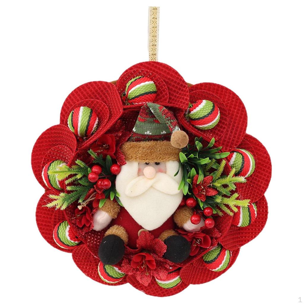 13.7 Inch Christmas Doll Wreath Front Door Wall Decor