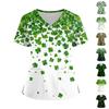 Women's Fashion V-Neck Short Sleeve Overalls With Pockets  Print Tops  Clothes