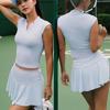 Womens Quick-Dry Tennis Set With Supportive Bra Top Skirt Running Gym Badminton Sportswear