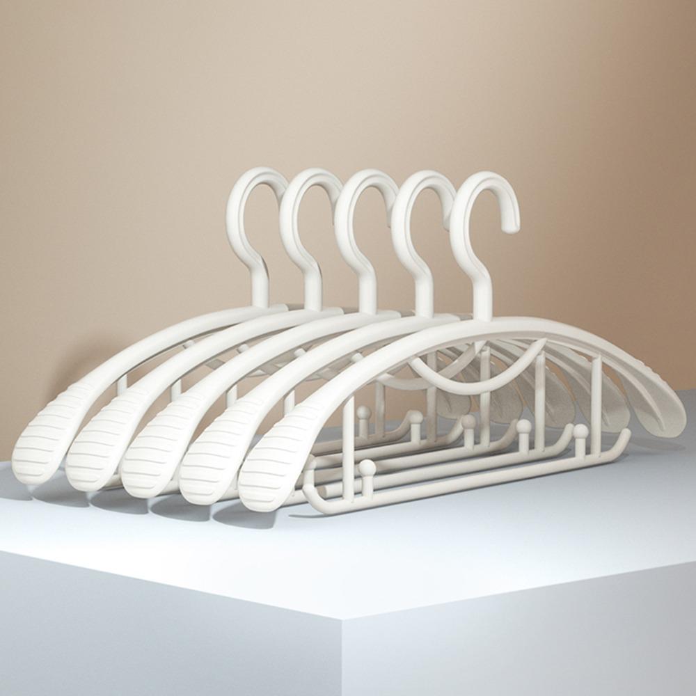5 Pcs/Set Plastic Non-slip Clothes Hanger Wide Shoulder Adult Size Plastic Clothes Hanger Thickened Clothes Drying Rack