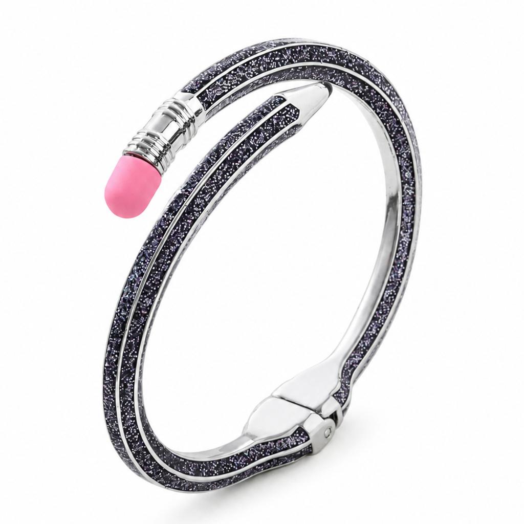 Best-selling enamel pencil rubber spring bracelet, personalized creative fashion line colored diamond graduation season bracelet for women