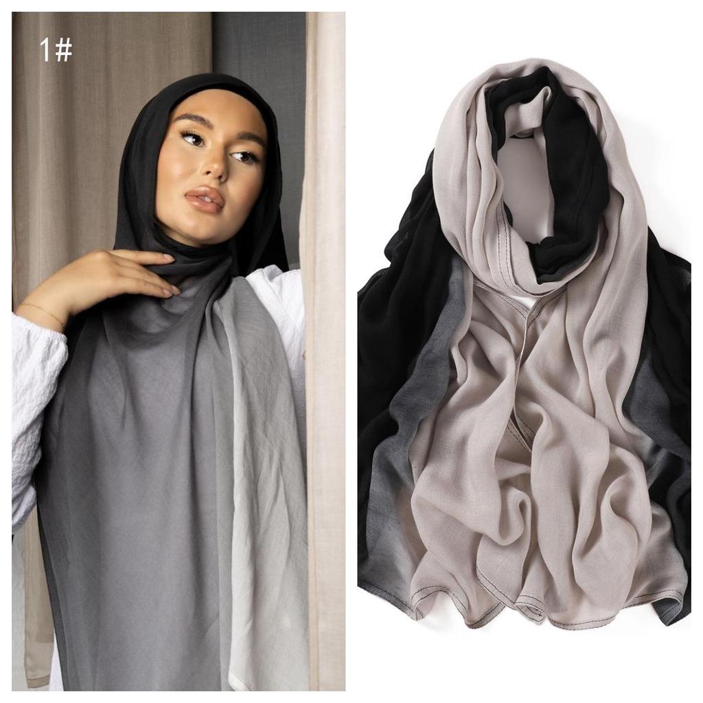 Hand-Painted Gradient Wide-Edge Rayon Scarf and Shawl