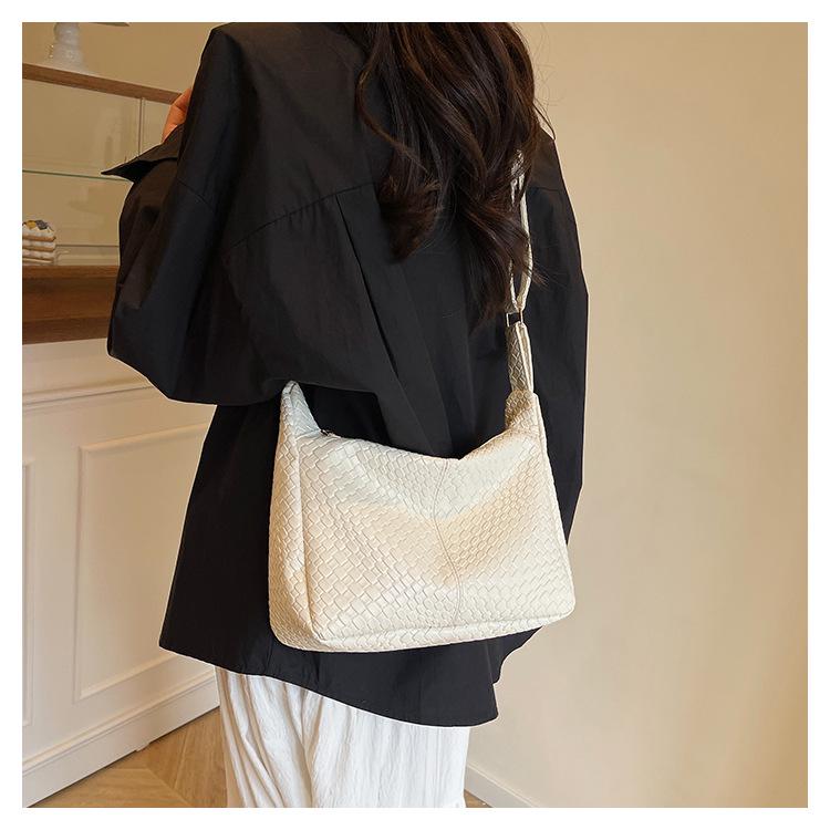 Korean Style Women's Woven Shoulder & Crossbody Bag with Adjustable Strap