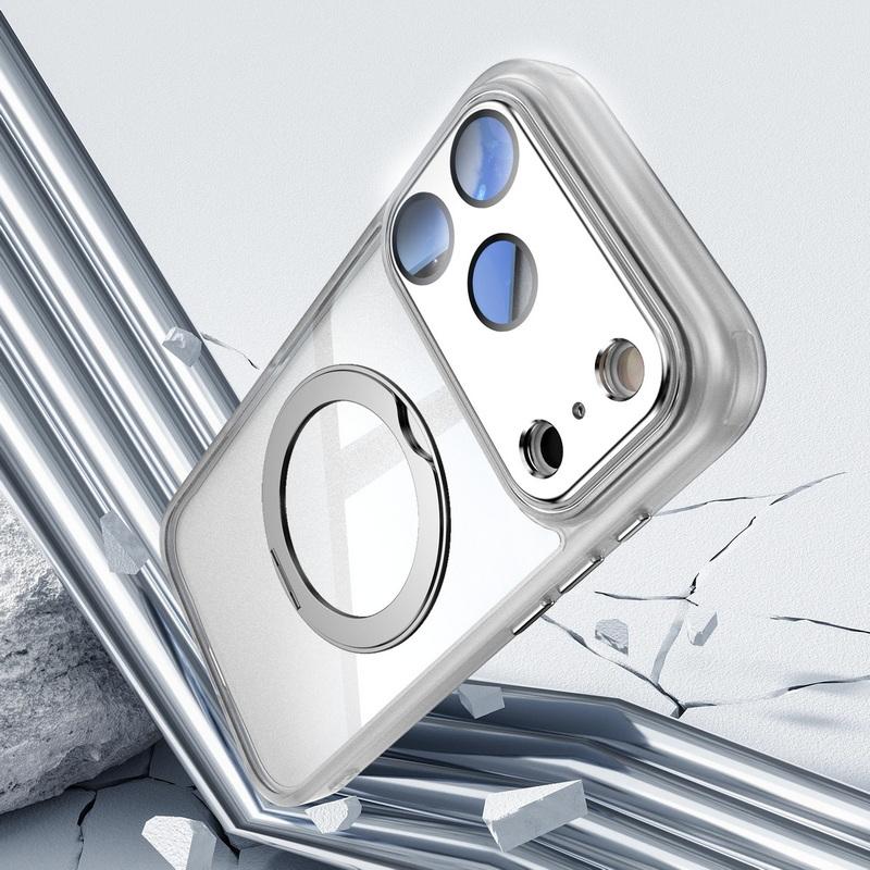 Magnetic Ring Stand Cover Case For iPhone 17 Pro Max 16 15 14 13 12 Pro Max Luxury Lens Protector Film Hybrid TPU+PC Clear Back Phone Holder Cover
