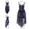 Gothic Goth Dunkelviktorianisch Samt A-Linien-Kleid Damen Elegant Lolita Partykleidung Grunge Träger Spitze Saum Stoff