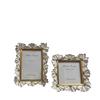 Cornice Portafoto Francese Vintage in Rilievo: Oro, Argento e Bianco, Resina di Alta Gamma, Doppia Dimensione per Decorazione della Camera da Letto o della Scrivania.