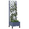 Planter with Trellis and Wheels Blue Grey 40 X 40 X 131.5 Cm
