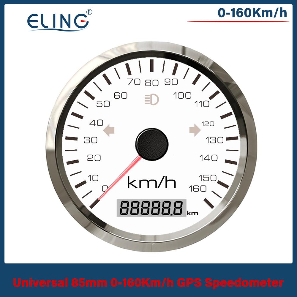 ELING 85mm GPS Speedometer 0-125MPH 0-160MPH 0-200MPH Odometer Left Right High Beam with Red Yellow Backlight for Auto Truck RV