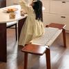 Vintage Solid Wood Bench, Entryway Storage Shoe Stool, Stylish Bed End Seat, Living Dining Rope Woven Long Seating