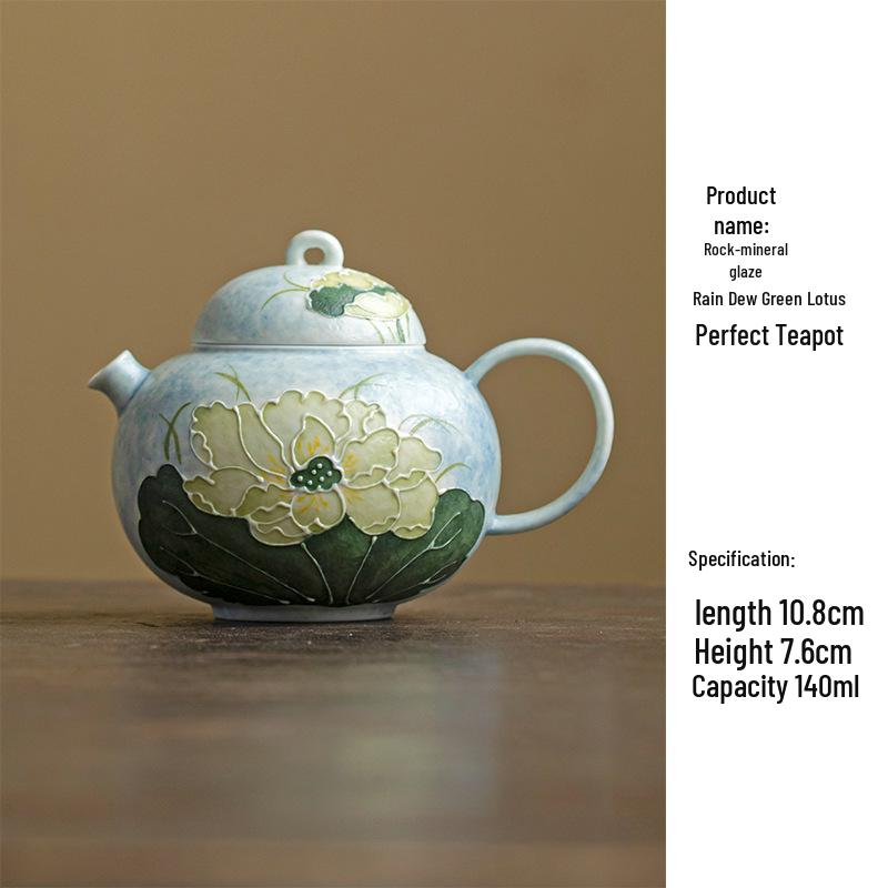 Hand-Painted Lotus Ceramic Teapot with Ball Hole Filter - New Chinese Style for Single Serve Tea Brewing
