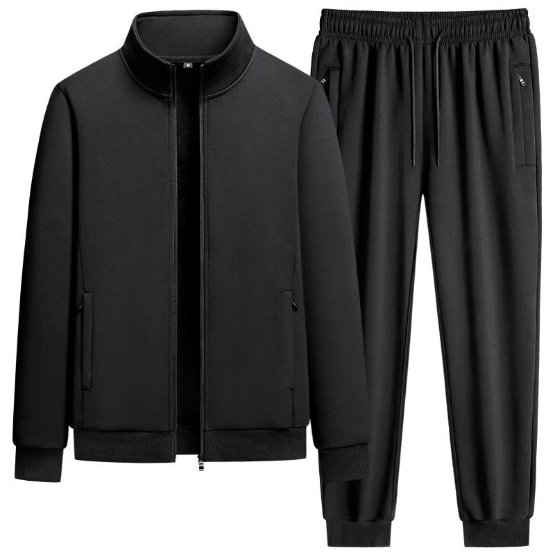 Tuta sportiva da uomo in pile stile coreano con maniche lunghe e pantaloni slim in cotone