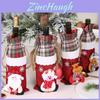 Stylish Christmas Wine Bottle Cover In Charming Plaid Design For Festive Cheer