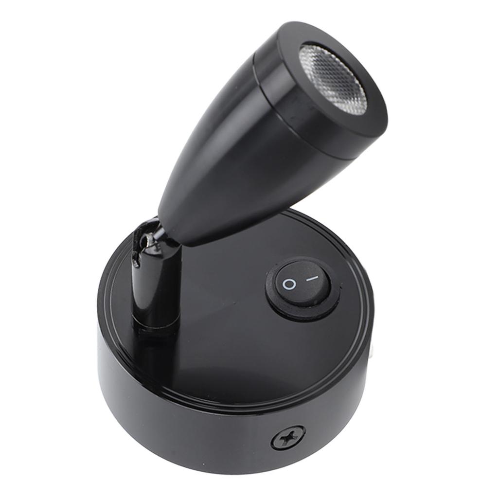 DC10‑30V LED RV Bedside Lamp Aluminum Alloy High Brightness RV Reading Light for Yachet Boat Black